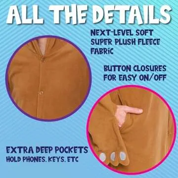 Funziez! Adult Onesie Halloween Costume - Animal and Sea Creature - Plush One Piece Cosplay Suit for Adults, Men and Women