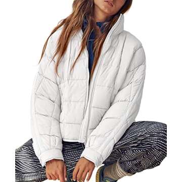 GeGekoko Women's Lightweight Oversized Long Sleeve Zip Water Resistant Packable Puffer Jacket Warm S...