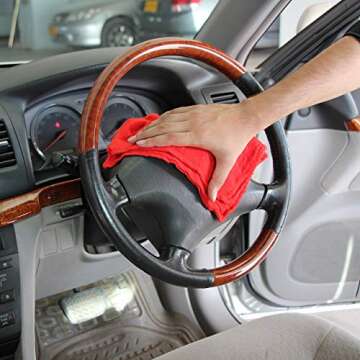 Shop Towels (Pack of 100, 13 X 13 Inches) Commercial Grade Machine Washable Cotton Washcloths Lint Free White Shop Rag - Perfect for Auto Mechanic Work and Bar Mop by Utopia Towel (Red)