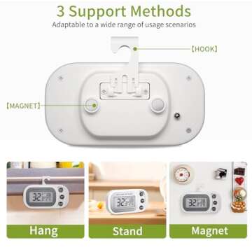 FAHZON Digital Frigerator Thermometer 2 Pack, Waterproof Fridge and Freezer Thermometer, Thermometer Refrigerator with Large LCD Screen, Stand and Magnetic Back, for Room,Kitchen, White