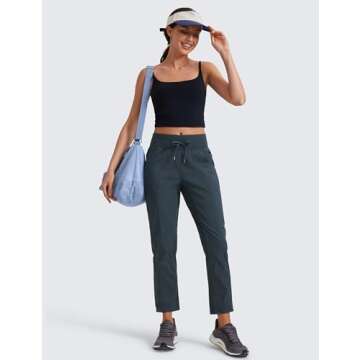 CRZ YOGA Womens Casual 7/8 Pants 27" - Lightweight Workout Outdoor Athletic Track Travel Lounge Joggers Pockets Melanite X-Small