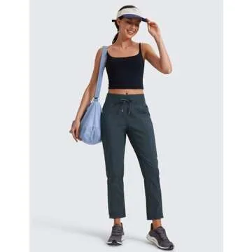 CRZ YOGA Womens Casual 7/8 Pants 27" - Lightweight Workout Outdoor Athletic Track Travel Lounge Joggers Pockets Melanite X-Small