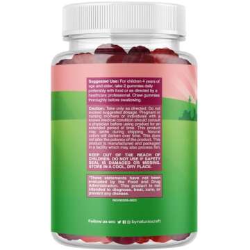 Natures Craft Sugar Free Fiber Gummies for Kids - Delicious Prebiotic Kids Fiber Gummies for Constip...