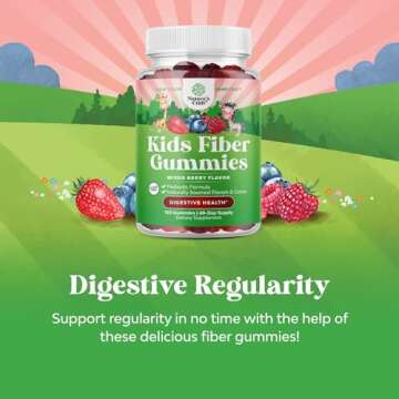 Natures Craft Sugar Free Fiber Gummies for Kids - Delicious Prebiotic Kids Fiber Gummies for Constipation Digestive Support & Immunity - Non-GMO Vegan Chicory Root Supplement for Digestive Health