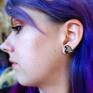 Groundhog Day Wood Stud Earrings with Hypoallergenic Nickel Free Posts - Prairie Dog Groundhog in Hole Shadow Prediction Woodchuck