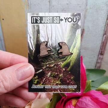 Groundhog Day Wood Stud Earrings with Hypoallergenic Nickel Free Posts - Prairie Dog Groundhog in Hole Shadow Prediction Woodchuck