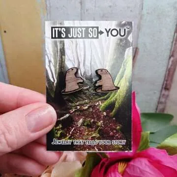 Groundhog Day Wood Stud Earrings with Hypoallergenic Nickel Free Posts - Prairie Dog Groundhog in Hole Shadow Prediction Woodchuck