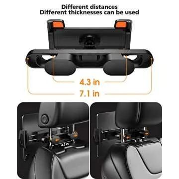 KEUASX iPad Holder for Car Backseat, Tablet iPad Holder for Car Mount Headrest Travel Portable Car Tablet Holder Mount Suitable for 4.7-12.9" Devices, Black Headrest Rod Tablet Holder Mount