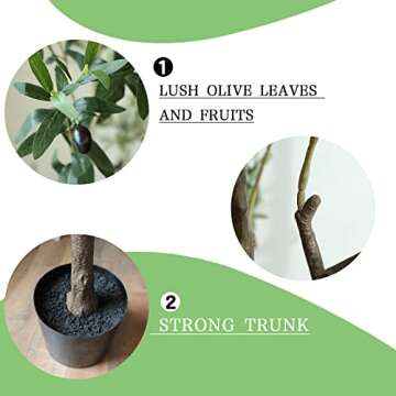 Dallisten Artificial Olive Tree 6.3ft (75.6'') Fake Realistic Silk Leaves Tall Faux House Plants, Decorative for Modern Living Room Office Housewarming Indoor Decor & Outdoor Garden (6.3FT)