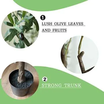 Dallisten Artificial Olive Tree 6.3ft (75.6'') Fake Realistic Silk Leaves Tall Faux House Plants, Decorative for Modern Living Room Office Housewarming Indoor Decor & Outdoor Garden (6.3FT)