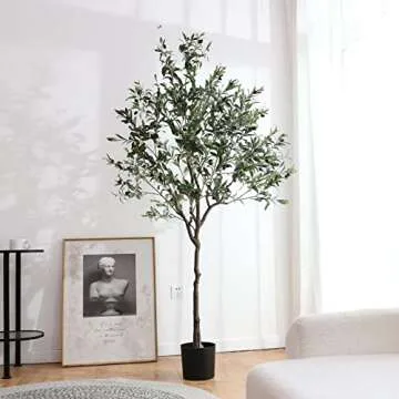 Dallisten Artificial Olive Tree 6.3ft (75.6'') Fake Realistic Silk Leaves Tall Faux House Plants, Decorative for Modern Living Room Office Housewarming Indoor Decor & Outdoor Garden (6.3FT)