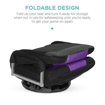 Best Choice Products Swivel Gaming Chair 360 Degree Multipurpose Floor Chair Rocker for TV, Reading, Playing Video Games w/Lumbar Support, Armrest Handles, Adjustable Backrest - Black/Purple