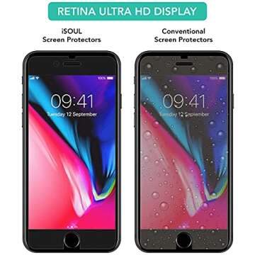 iSOUL 4-Pack Screen Protector for iPhone SE 3/2 (2022/2020 Edition), iPhone 8,7,6s,6, 4.7-Inch Tempered Glass Film [Ultra HD] [3D Touch] [Case Friendly] [Lifetime Replacement Support]
