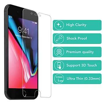 iSOUL 4-Pack Screen Protector for iPhone SE 3/2 (2022/2020 Edition), iPhone 8,7,6s,6, 4.7-Inch Tempered Glass Film [Ultra HD] [3D Touch] [Case Friendly] [Lifetime Replacement Support]