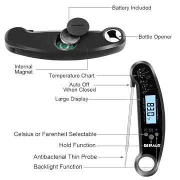 GEBRAU Thermometer for Instant Read Cooking & Baking
