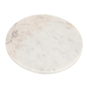 Creative Co-op Large 11 Inch Round White Marble Cheese Board for Entertaining