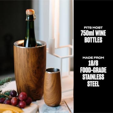 S'well 750ml Wine Chiller in Teakwood - Stylish & Insulated