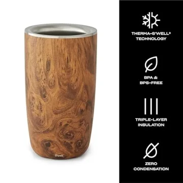 S'well 750ml Wine Chiller in Teakwood - Stylish & Insulated