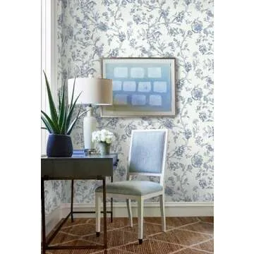 Safiyya Peel and Stick Wallpaper Floral Contact Paper Modern Wallpaper for Bedroom Blue and White Removable Wallpaper Self Adhesive Contact Paper for Cabinets Vinyl Rolls 118"x17.3"