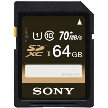 Sony 64GB Class 10 UHS-1 SDXC up to 70MB/s Memory Card (SF64UY2/TQ)