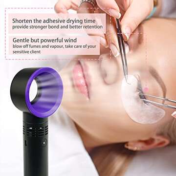 Kugge Mini Bladeless Eyelash Fan Dryer for Lash Extensions