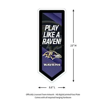Evergreen NFL Baltimore Ravens | Ultra-Thin LED Light Wall Sign Décor | Large Pennant Banner | 9 x 23 Inches | Made in the USA
