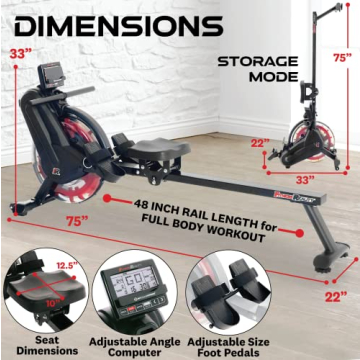 Fitness Reality Water Rowing Machine with Bluetooth & Classes