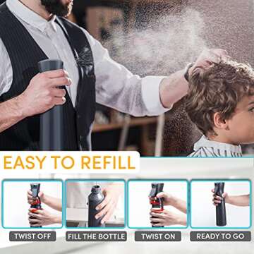 Hula Home Continuous Spray Bottle for Hair (10.1oz/300ml) Empty Ultra Fine Plastic Water Mist Sprayer – For Hairstyling, Cleaning, Salons, Plants, Essential Oil Scents & More - Gray