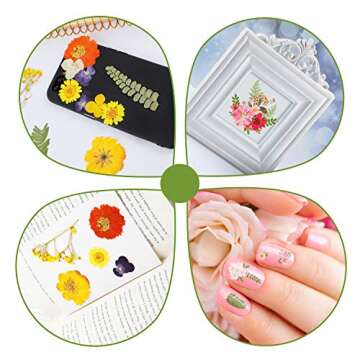 96 Pieces Assorted Dried Flowers Leaves Real Natural Dried Flowers Colorful Pressed Flowers Daisies Multiple DIY Dry Flowers for DIY Resin Jewelry Crafts Nail Floral Decors