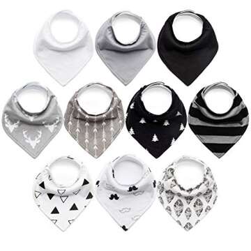 Upsimples 10-Pack Baby Bandana Bibs for Teething and Drooling