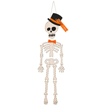 65" White Skeleton Halloween Door Hanger - Festive & Spooky Decor
