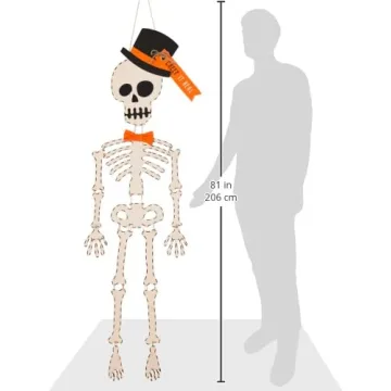 65" White Skeleton Halloween Door Hanger Festive Decor