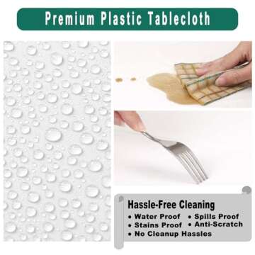 84 Inches Circle Plastic Tablecloths 2 Pack Disposable Table Covers Shower Party Tablecovers PEVA Solid Table Cloths for BBQ Picnic Birthday Wedding Banquet Parties and 6 ft Round Table Use