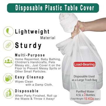 84 Inches Circle Plastic Tablecloths 2 Pack Disposable Table Covers Shower Party Tablecovers PEVA Solid Table Cloths for BBQ Picnic Birthday Wedding Banquet Parties and 6 ft Round Table Use