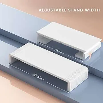 Computer Monitor Stand, Foldable Monitor Stand Riser, Computer Stand with Storage Drawer & Phone Stand for Computer, Desktop, Laptop, Save Space (White)