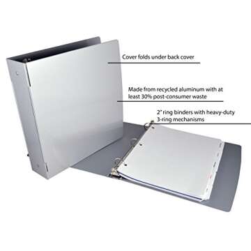 Saunders Recycled Aluminum Ring Binder, 2-Inches Spine, Letter Size, 8.5 x 12-Inches, 1 Binder (00605), Aluminum, Gray, 605