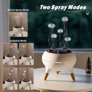 AChoice4U Essential Oil Diffuser 250ML Dancing Jellyfish Aromatherapy Diffuser Humidifier with 7 Col...