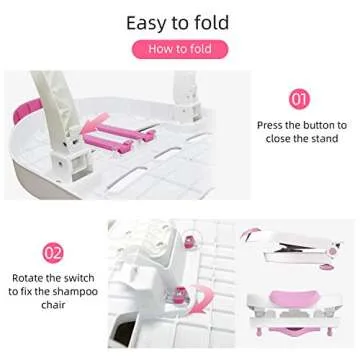 Fedicelly Toddler Shampoo Chair Bather Girls, Kids Hair Washing Bath Seat, Children Head Hair Rinser Salon Chair(Pink)