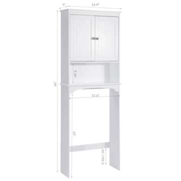Spirich Over The Toilet Storage Cabinet, Bathroom Shelf Over Toilet, Bathroom Storage Cabinet Organizer, White