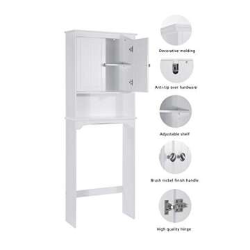 Spirich Over The Toilet Storage Cabinet, Bathroom Shelf Over Toilet, Bathroom Storage Cabinet Organizer, White