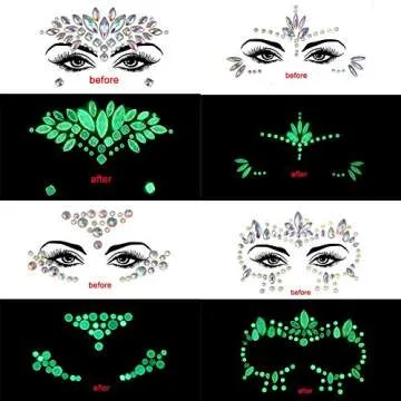 Glow in Dark Face Gems Stickers for Stunning Looks