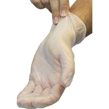 Disposable Vinyl Gloves - Powder Free, Clear, Latex Free and Allergy Free, Plastic, Work, Food Servi...
