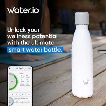 WATER.IO Smart Water Bottle - Hit Your Hydration Goals, Track Water Intake with Color Changing LED R...