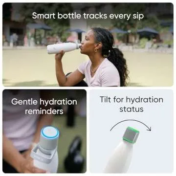 WATER.IO Smart Water Bottle - Hit Your Hydration Goals, Track Water Intake with Color Changing LED Reminder & Bluetooth Free App. Insulated Stainless Steel, BPA-Free 17oz.