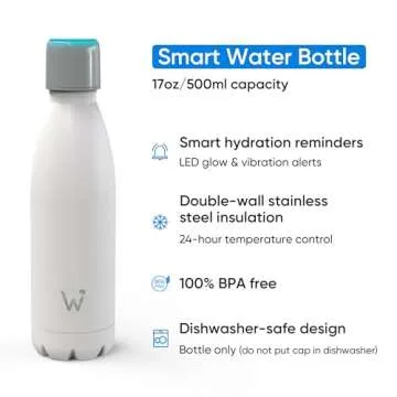 WATER.IO Smart Water Bottle - Hit Your Hydration Goals, Track Water Intake with Color Changing LED Reminder & Bluetooth Free App. Insulated Stainless Steel, BPA-Free 17oz.
