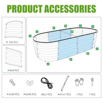 SnugNiture Galvanized Raised Garden Bed Outdoor, 2 Pcs 4x2x1ft Oval Metal Planter Box for Planting Plants Vegetables, Silver
