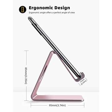Lamicall Cell Phone Stand, Phone Cradle : Phone Dock, Holder Compatible with Phone 12 Mini 11 Pro XS Max XR X 6 6s 7 8 Plus 5 5s 5c and All Other Smartphones, Table, Night Stand - Rose Gold