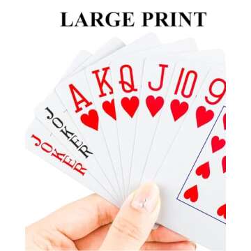 Teskyer 2 Pack Large Print Playing Cards, Poker Size Large Index Deck of Cards, Linen Finish Surface, Pattern A