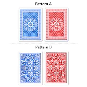 Teskyer 2 Pack Large Print Playing Cards, Poker Size Large Index Deck of Cards, Linen Finish Surface, Pattern A