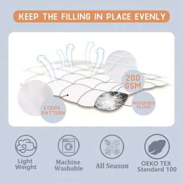 ZPECC Kids Toddler Blanket - 39" x 47" Comforter for Boy and Girls,Child Quilt for Crib Bed, Stroller, Cot, Daycare, Travel, White Stripe